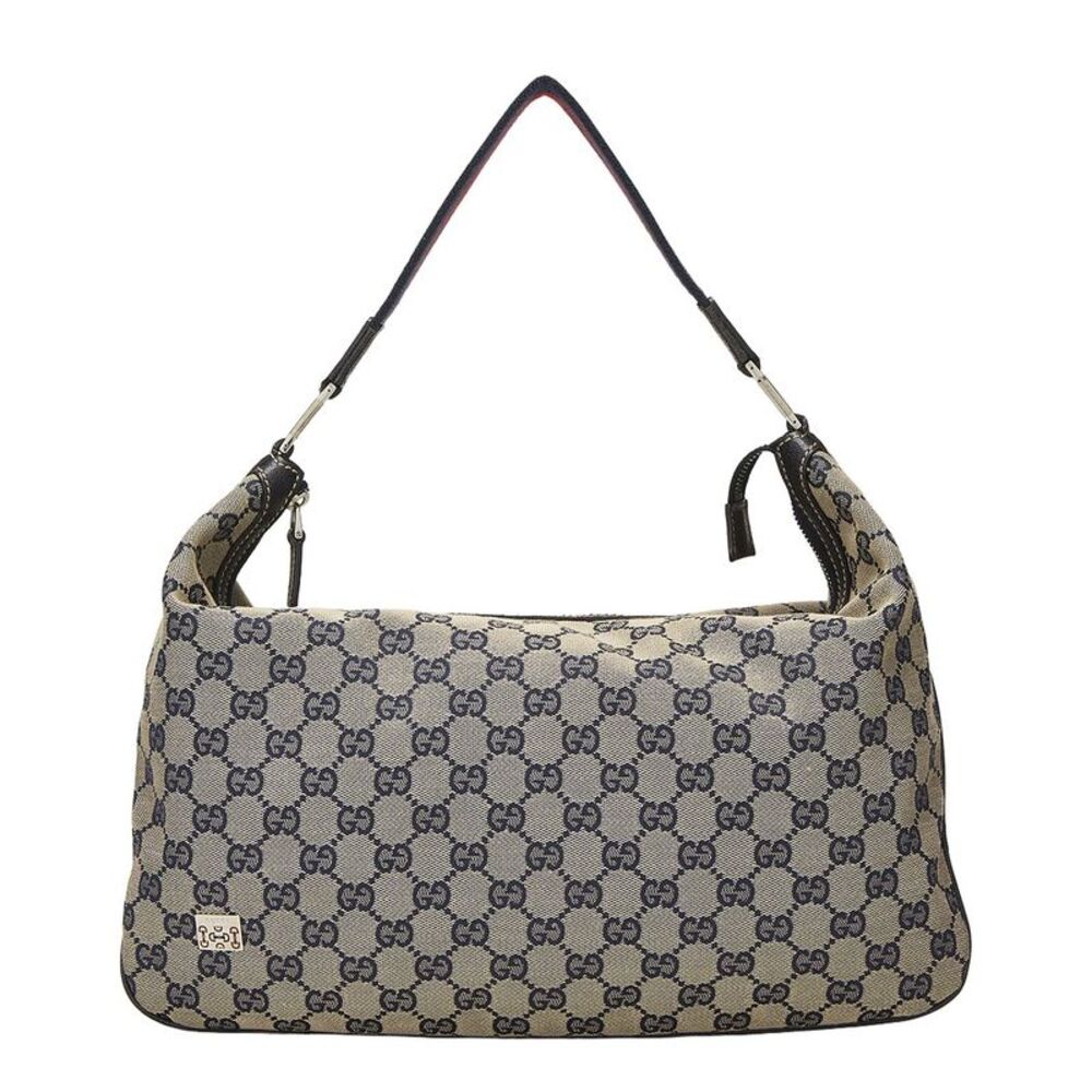 Gucci Navy Canvas & Leather Pop Shoulder (Authentic Pre-Loved)